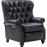 Writer's Chair Power Recliner in Barone Navy Blue Top Grain Leather